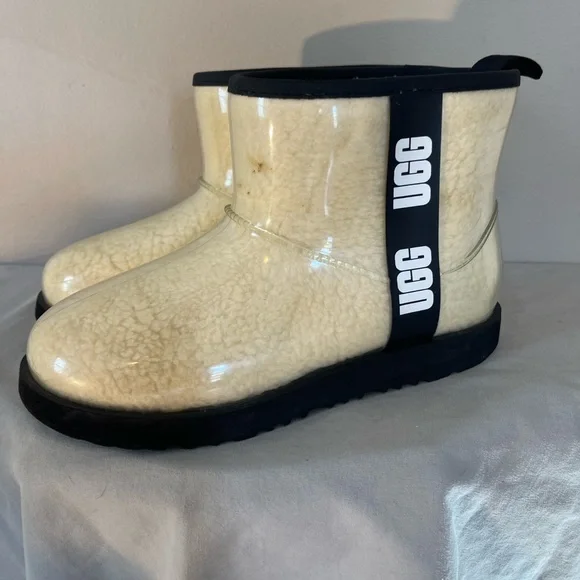 UGG Clear Classic Mini Boots Women’s 5 Uggs Ankle Slide On Shoes Rain Sheepskin - Picture 4 of 15